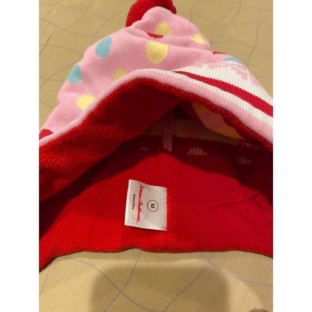 Hanna Andersson Girls Fleece Knitted Beanie Hat Pink Red Polka Dots Medium - Picture 3 of 5